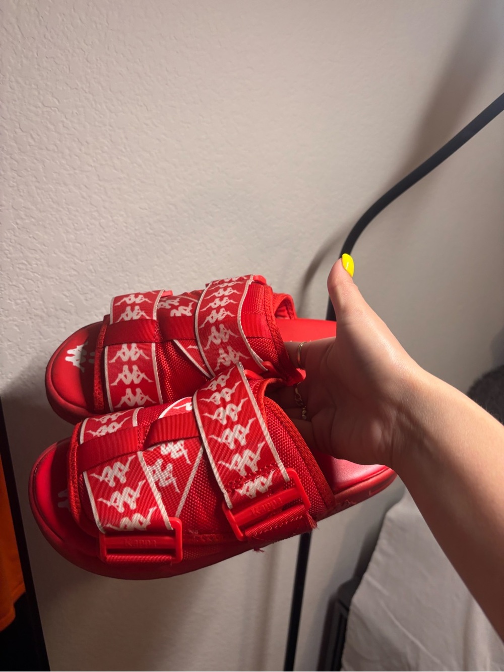 Kappa Red Slide Sandals with White Logo Straps
